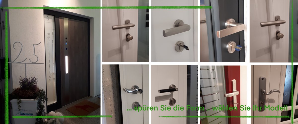 KOMPOtherm Muster Haustür mit „Doorbird“ - Auswahl an KOMPOtherm Tür-Innendrücker
