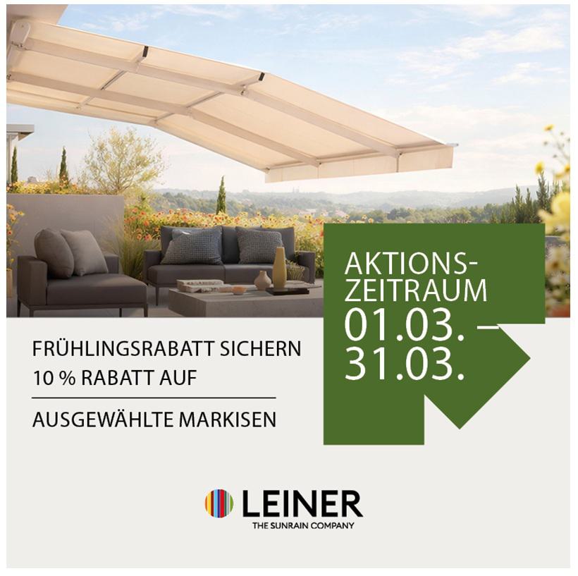 Anzeige zur Leiner Markisen Frühlingskation 2026