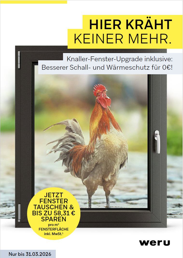 Weru Anzeige - reduoertes Glaspreis bei Kauf zusammen mit neuen Fenstern bis 31.3.2026